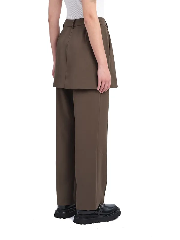 2 in 1 Brown Straight-Fit Pants