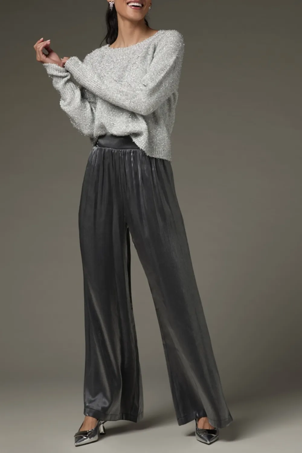 Viola Shiny Fluid Wide Leg Pants