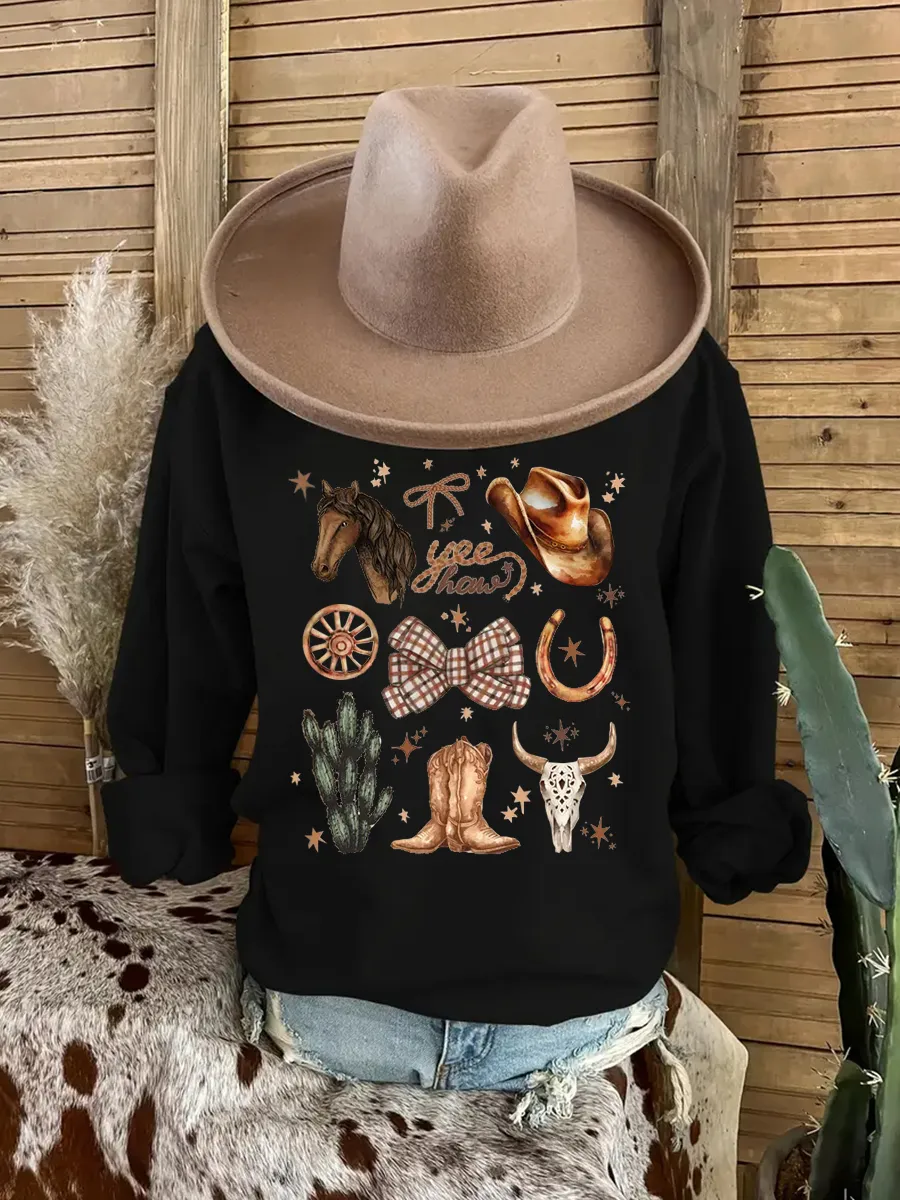 Stylish women's Western sweatshirt with bow