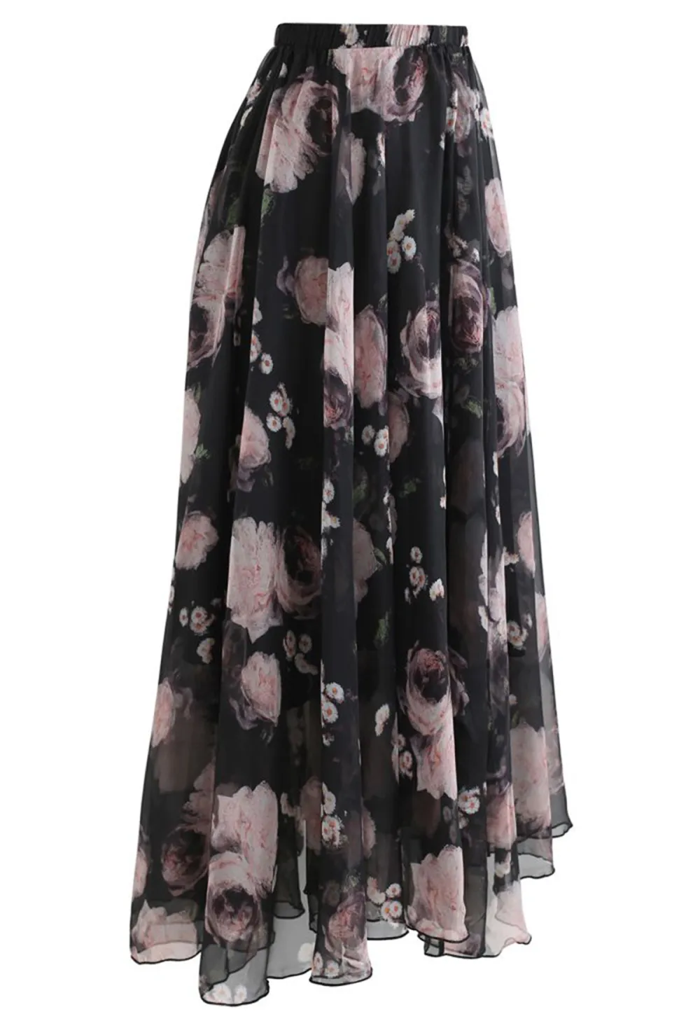 PINK ROSE WATERCOLOR MAXI SKIRT