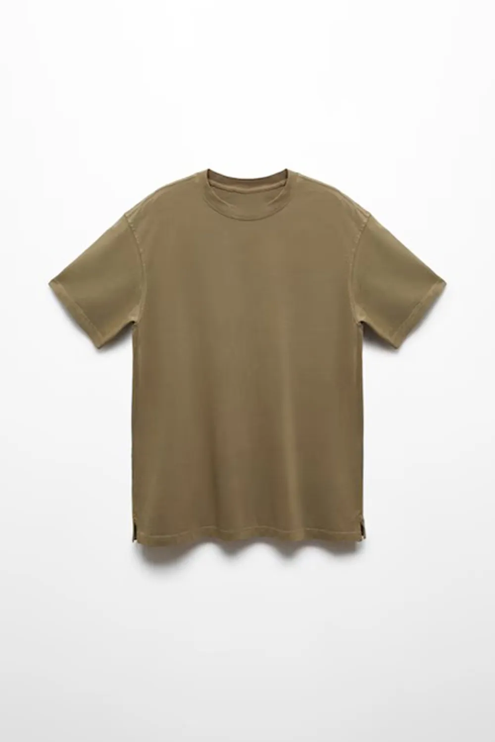 Round-Neck Ribbed Finish T-Shirt