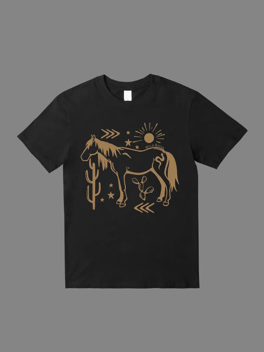 Western style horse and cactus patterned T-shirt