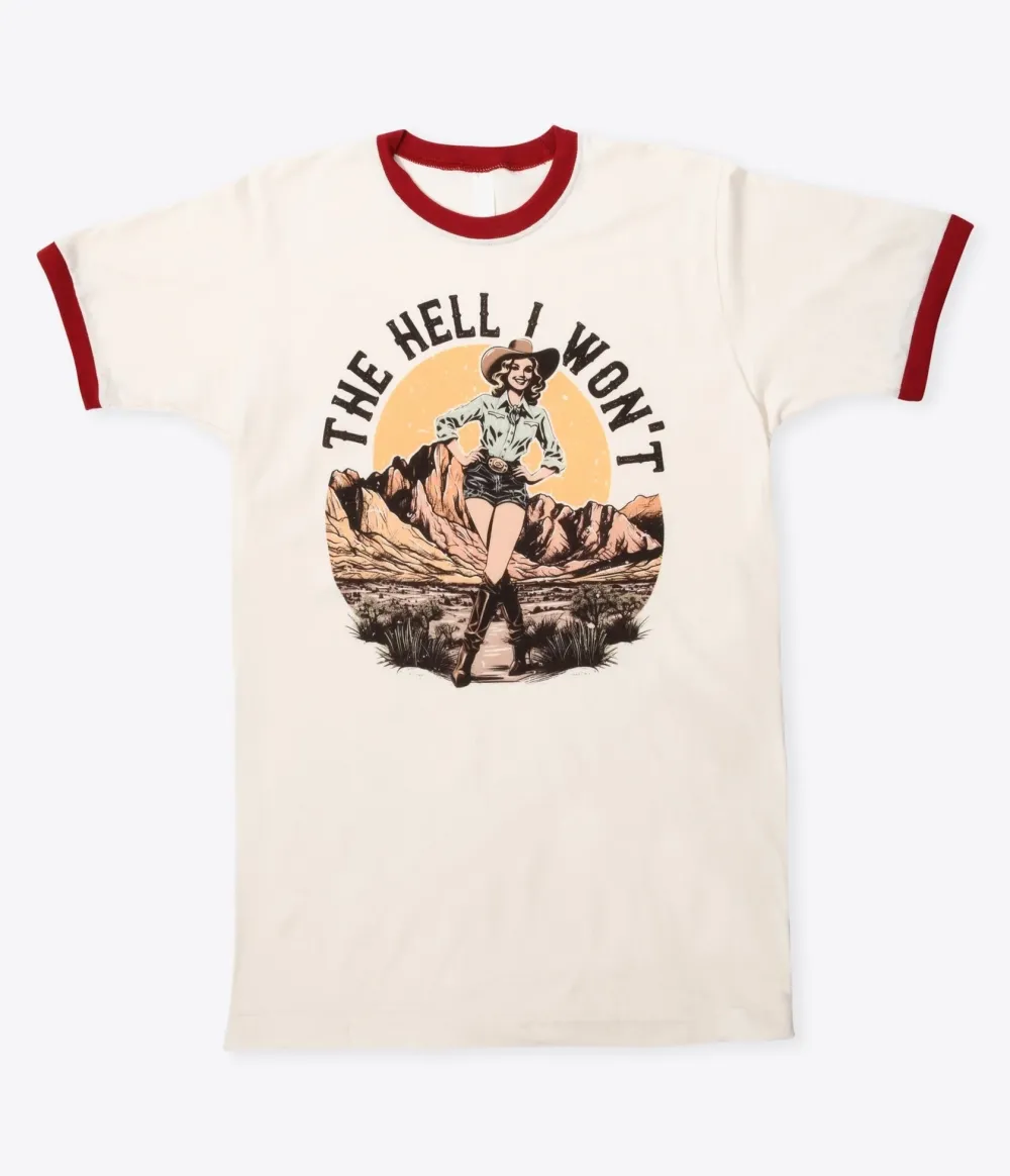 Cream The Hell I Won't Unisex Graphic Ringer Tee