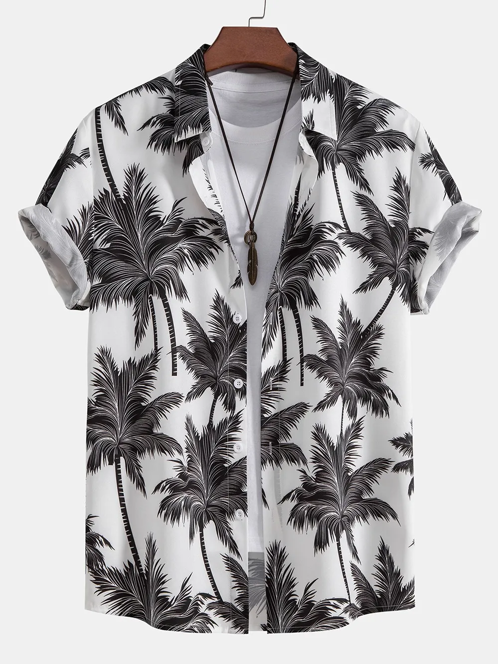 Palm Tree Print Button Up Shirt