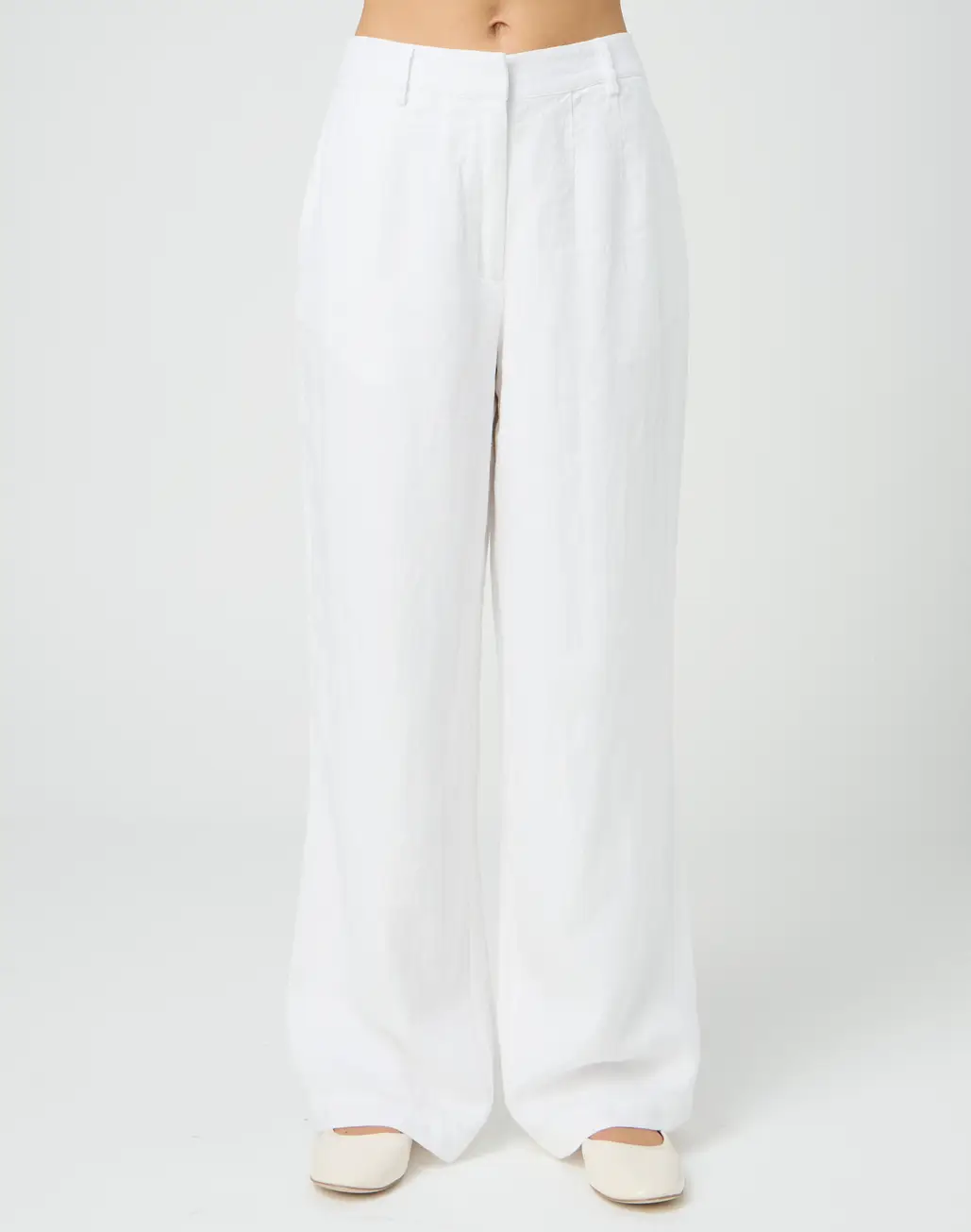 Linen Pleat Wide Leg Pant