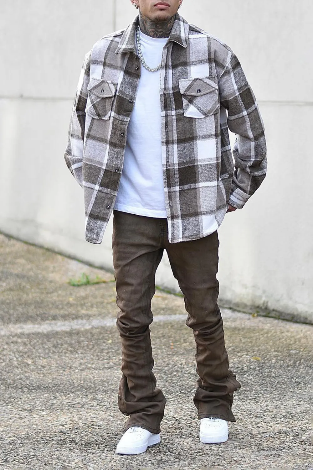 Wanted Plaid Shacket - Brown