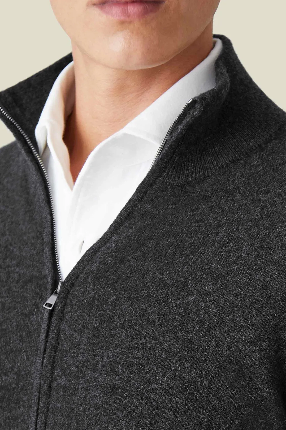 Ribbed Funnel Collar Cardigan