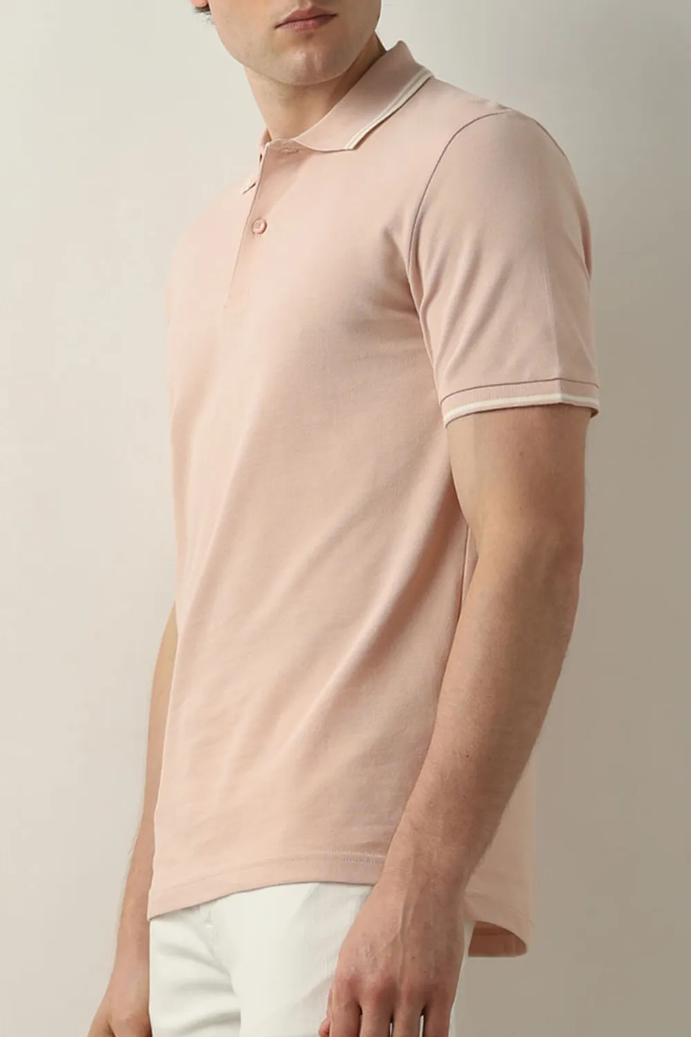 Pink Contrast Tipping Polo T-shirt