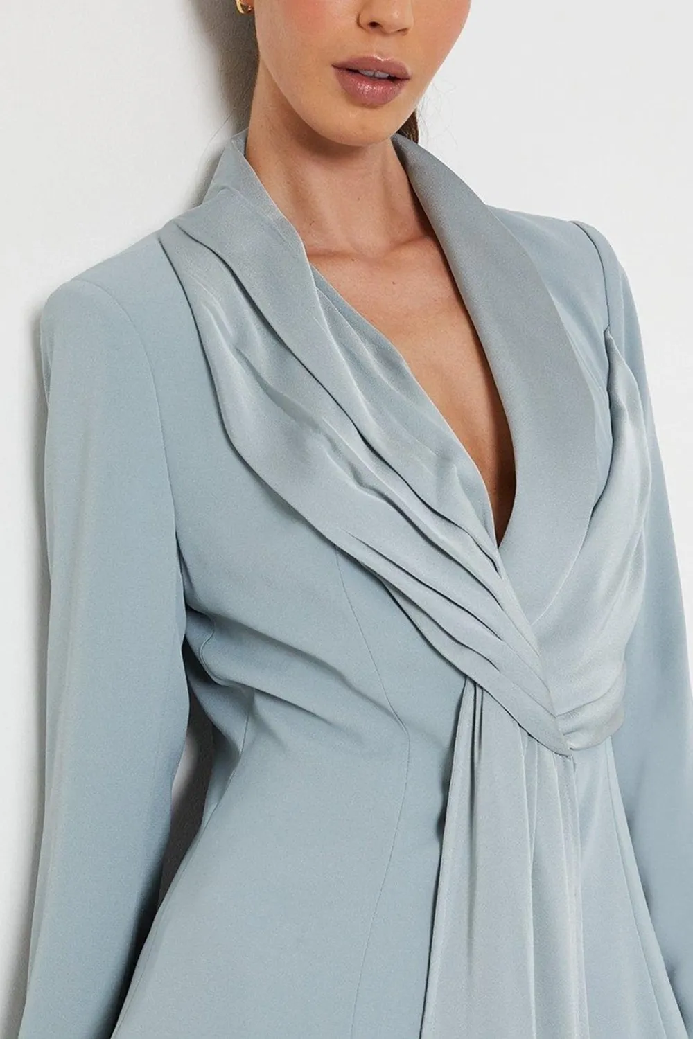 Satin Detail Drape Front Blazer