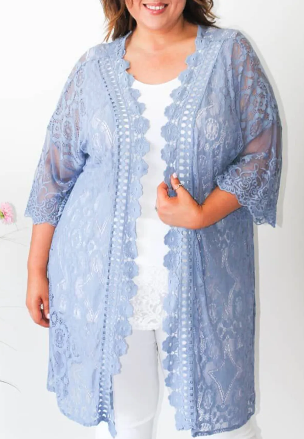 Denim Blue Lace Kimono