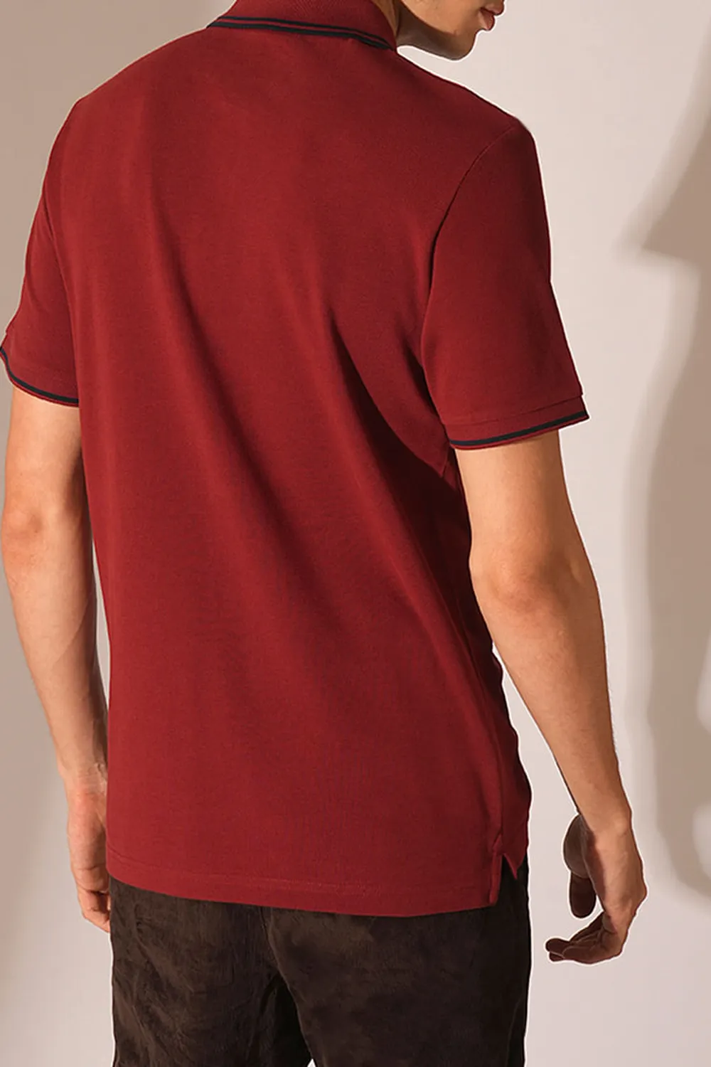 Red Embroidered Organic Cotton Polo