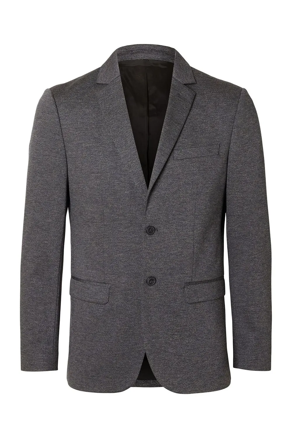 Blue Slim Fit Jersey Suit-Set Blazer