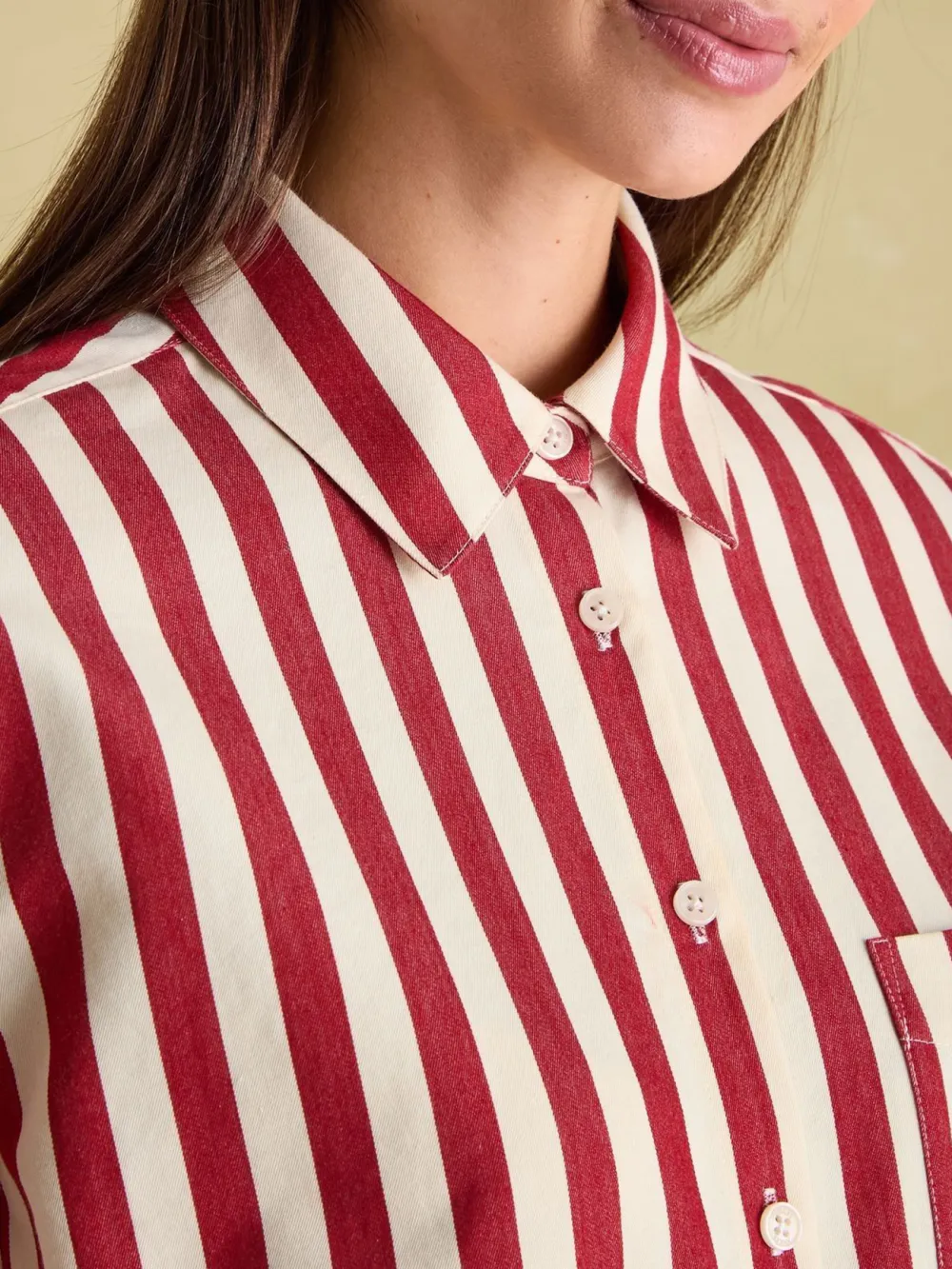 Daily Amilla Red & Cream Stripe Shirt