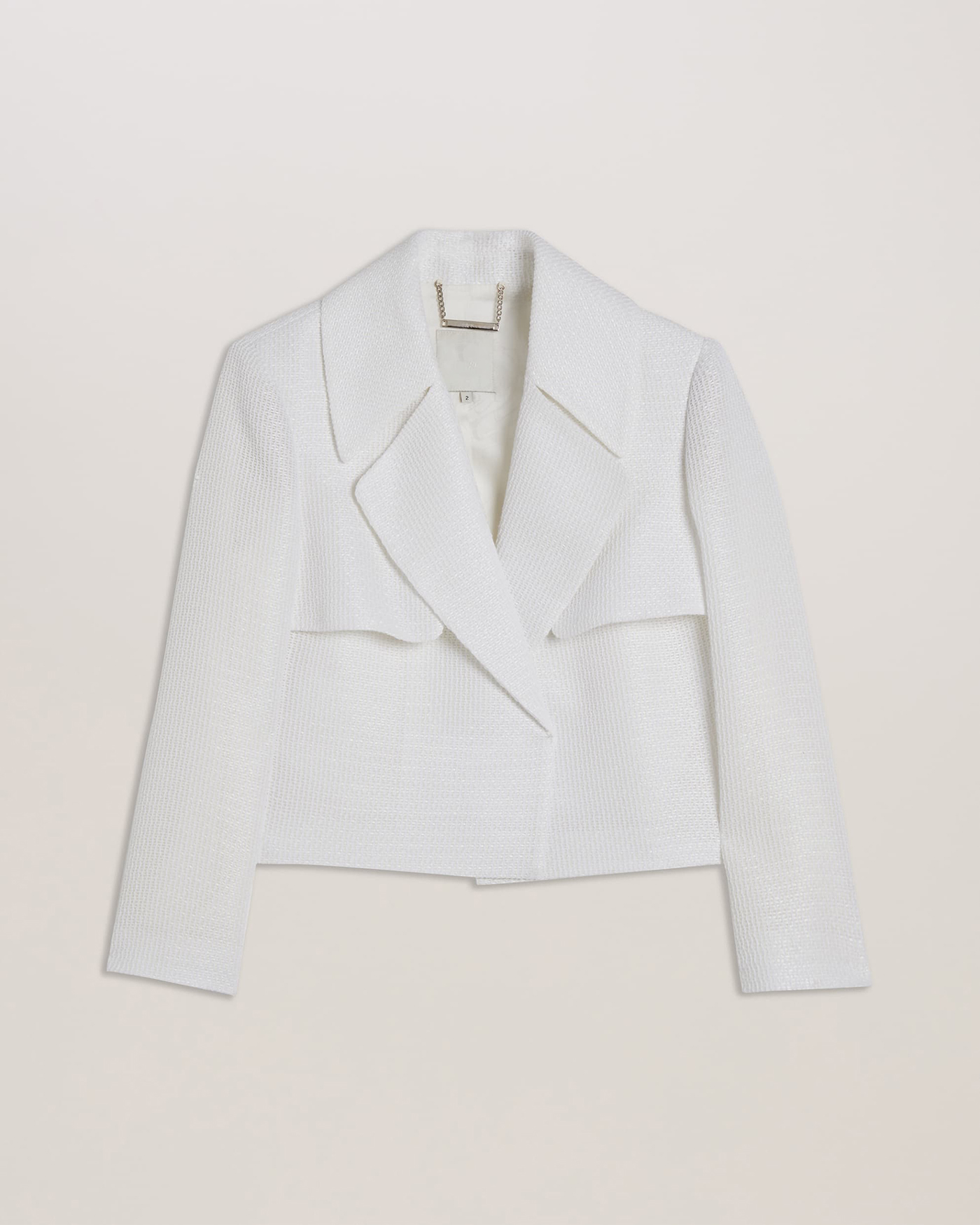 Shiroi Cropped Woven Tailored Jacket White