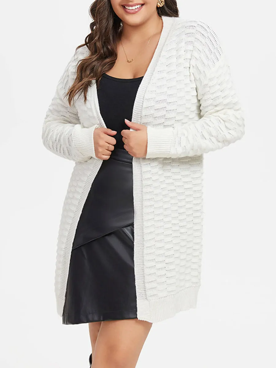 Pointelle Knit Drop Shoulder Cardigan