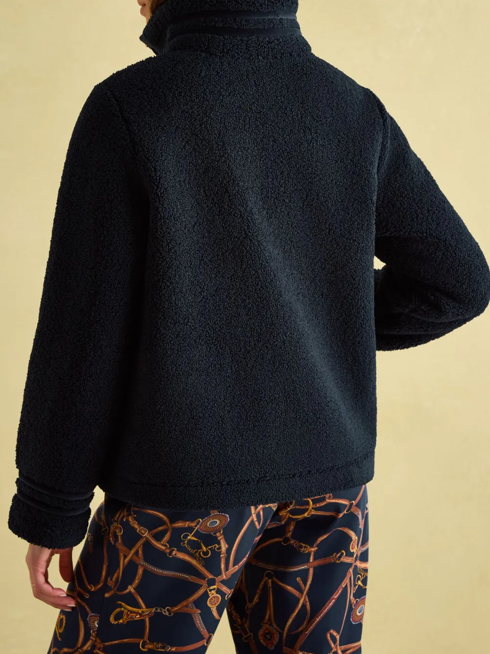 Fleur Navy Fleece Jacket