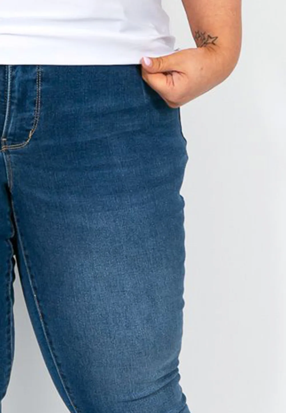 Light Denim Cuffed Jeans