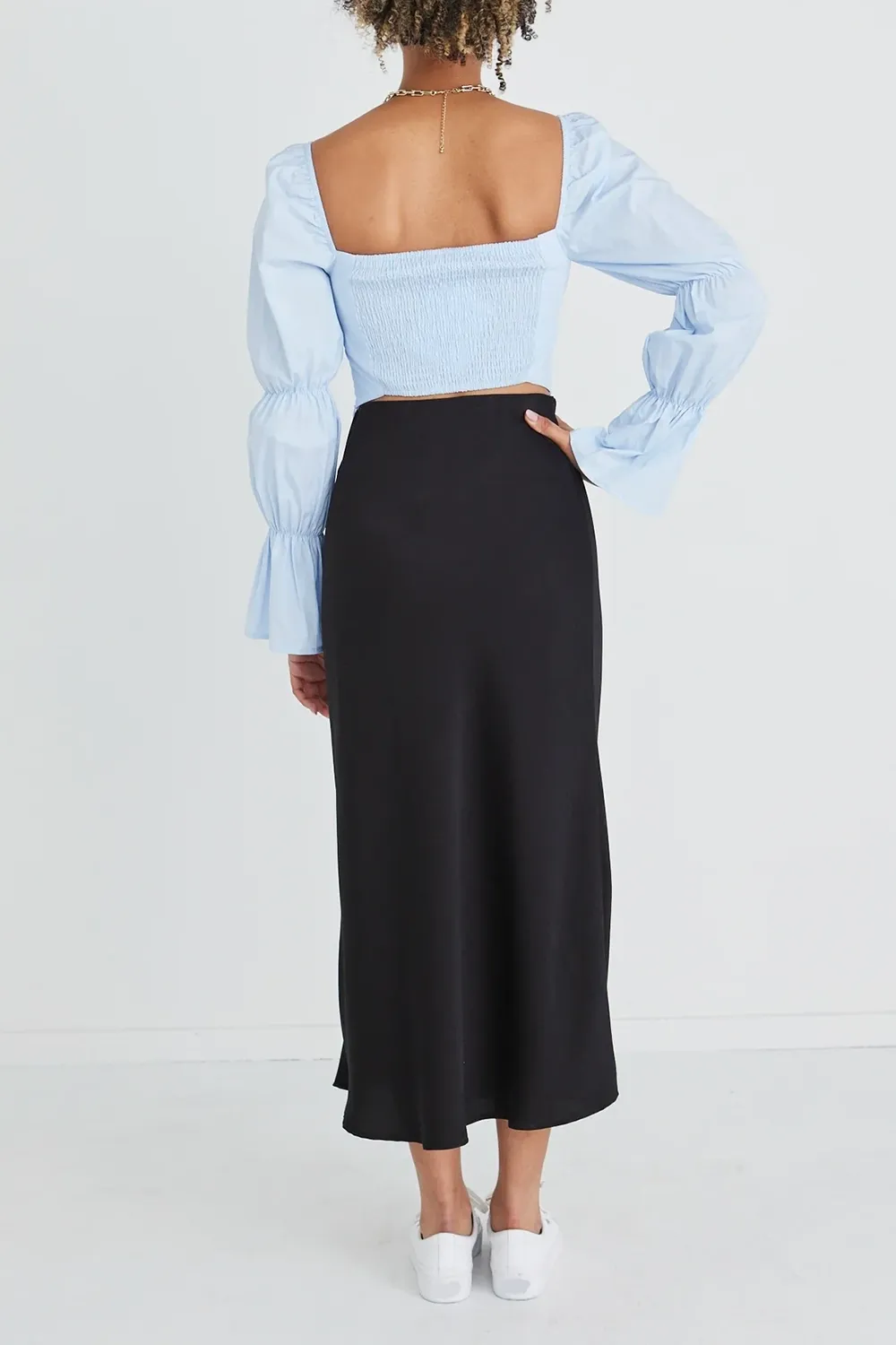 Courtly Pale Blue Poplin Shaped Corset Top