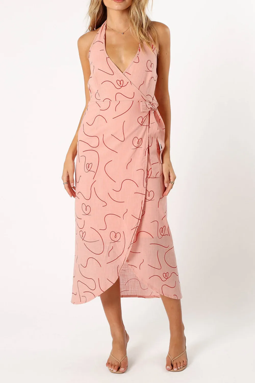 ABIGAIL WRAP MIDI DRESS - PINK