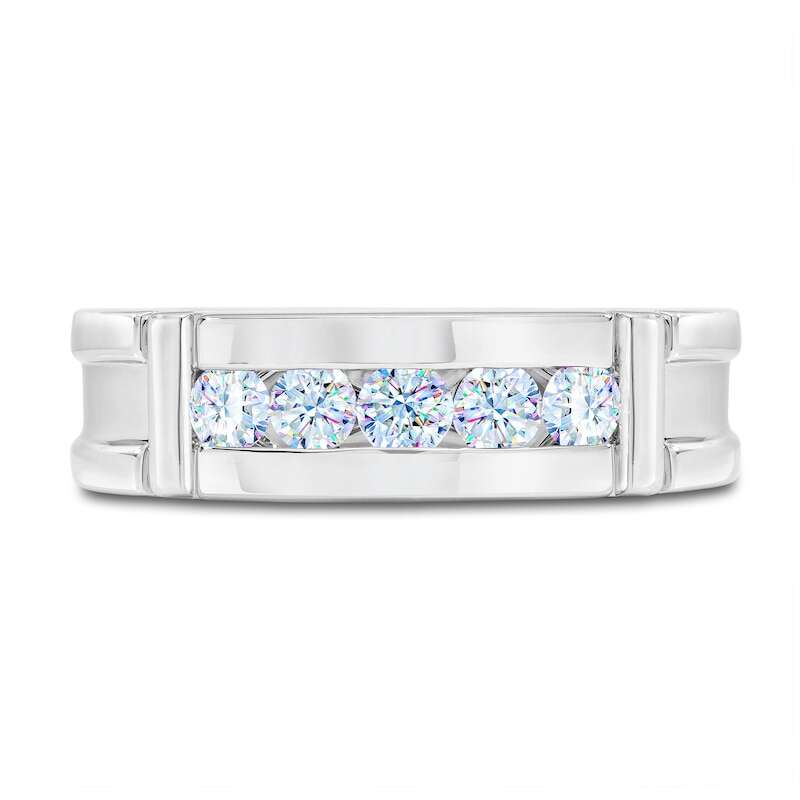 Men's THE LEO First Light Diamond Wedding Band 1/2 ct tw 14K White Gold