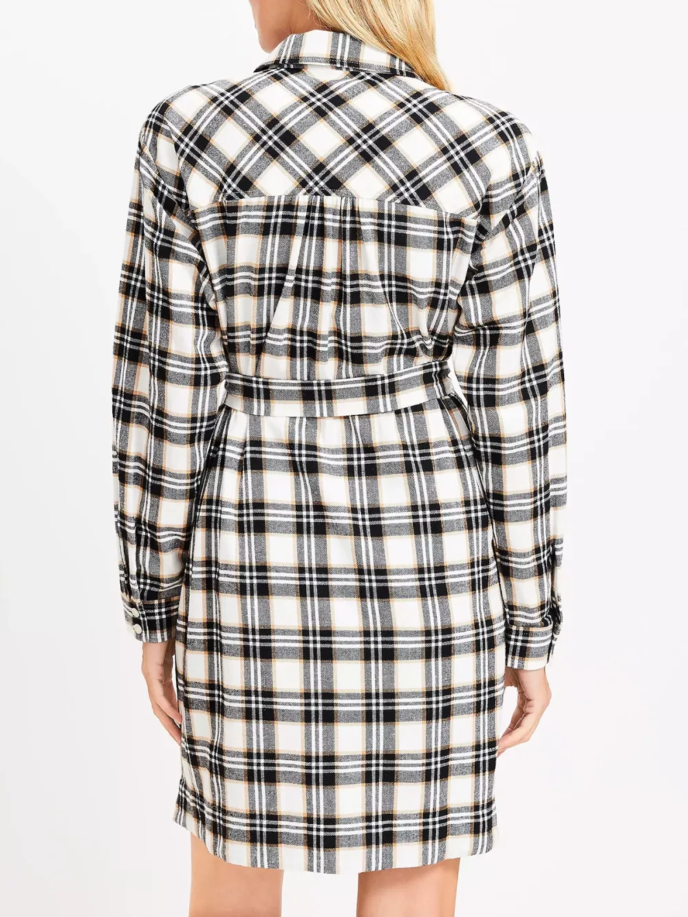 Plaid Belted Mini Pocket Shirtdress