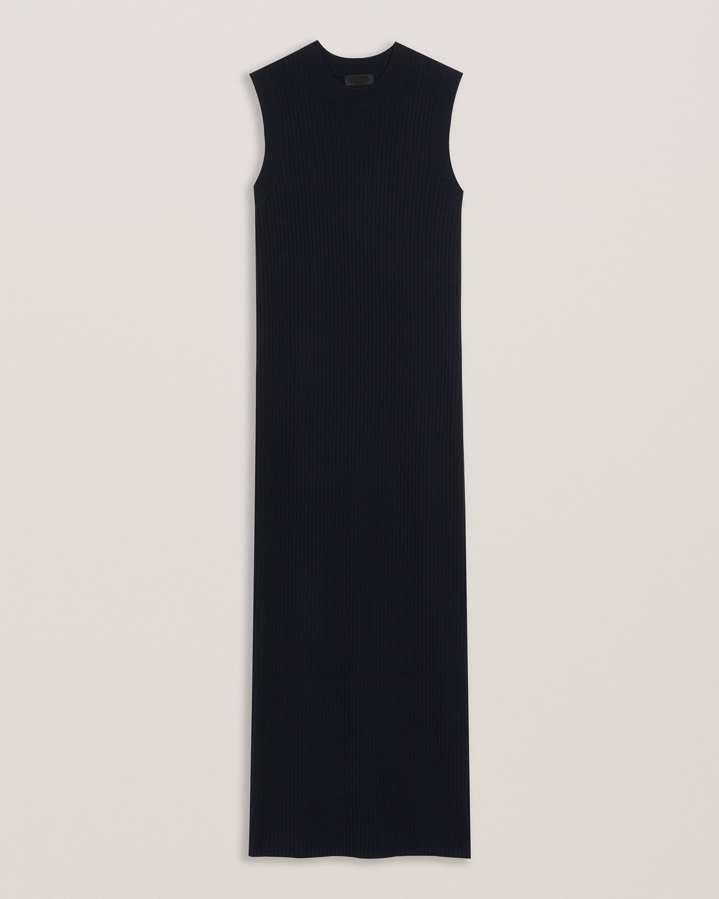 Sandiii Ribbed Crew Neck Knitted Column Maxi Dress Navy