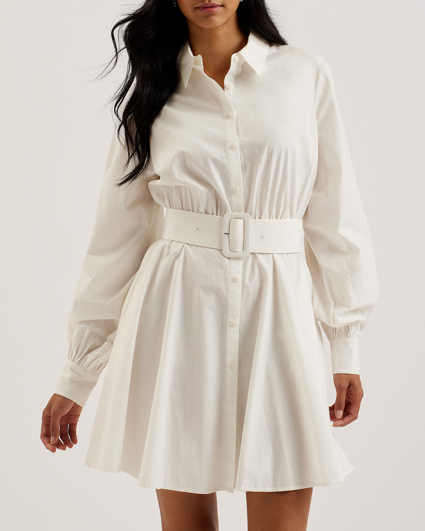 Jurua Long Sleeve Shirt Mini Dress White