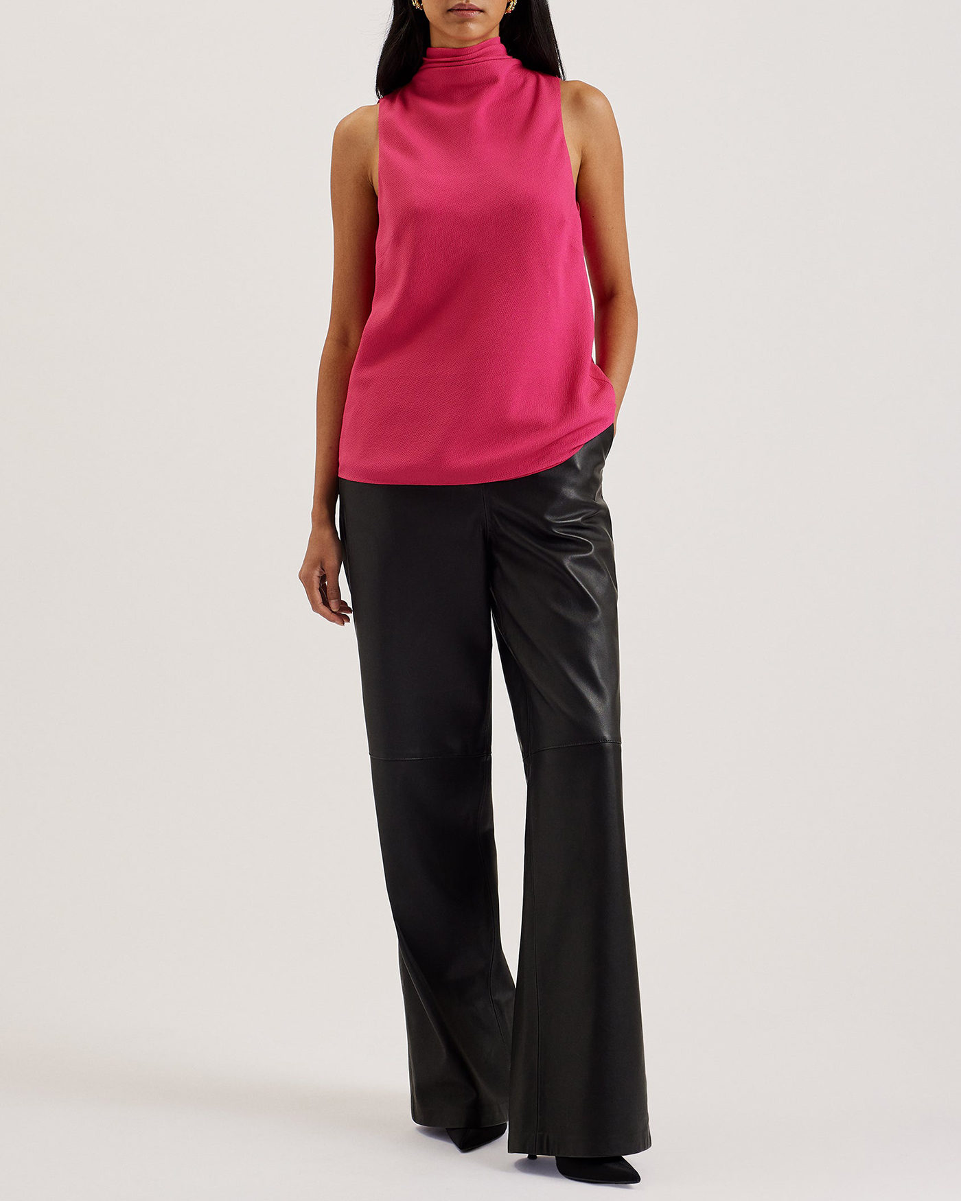 Anini Cowl Neck Sleeveless Top Fuchsia