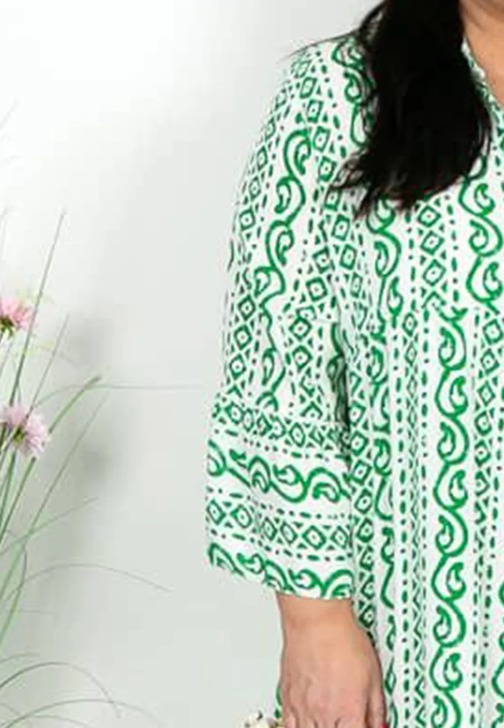 Green Stripe Smock Dress