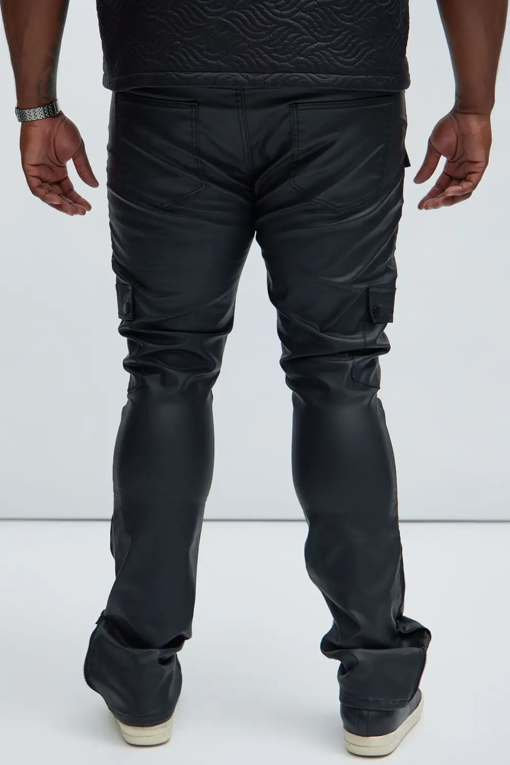 On The Verge Waxed Cargo Zipper Flare Pants