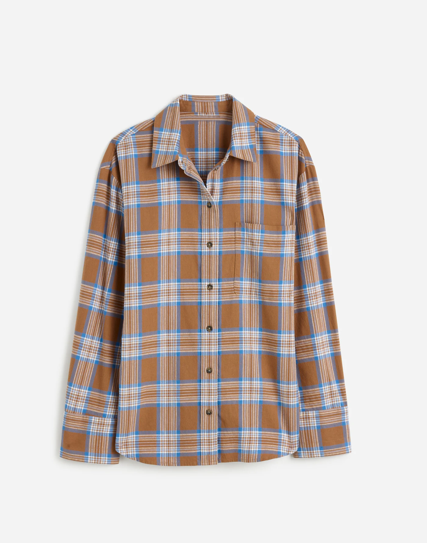 Relaxed Straight-Hem Button-Up Shirt in Plaid