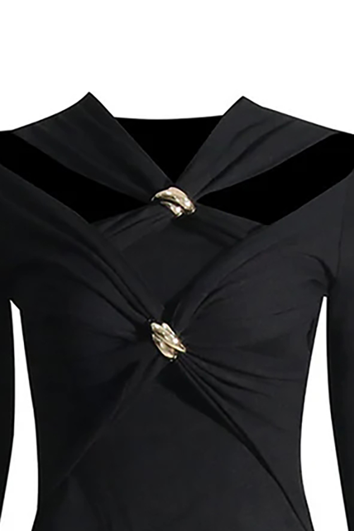 Classy Metallic Trim Twist Cutout Long Sleeve Ruched Crop Jersey T Shirt