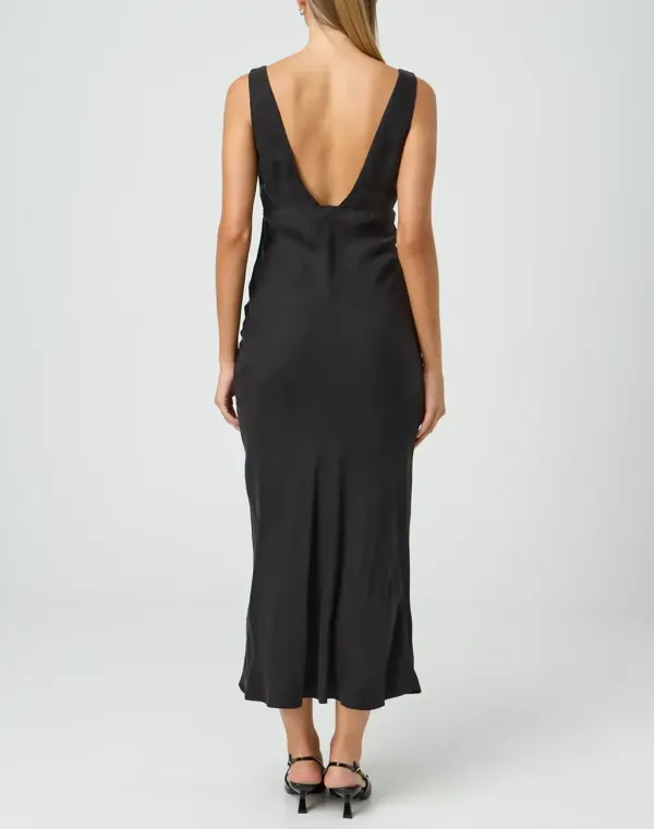 Cupro V Front Maxi Dress