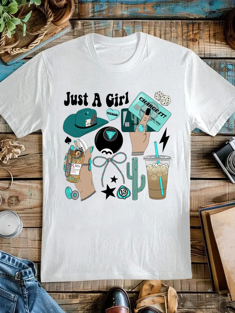 just a girl Doodle Graphic T-shirt