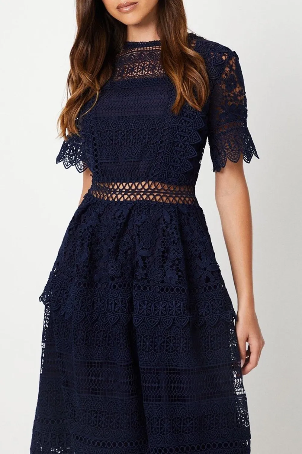 Lace Mix Midi Dress