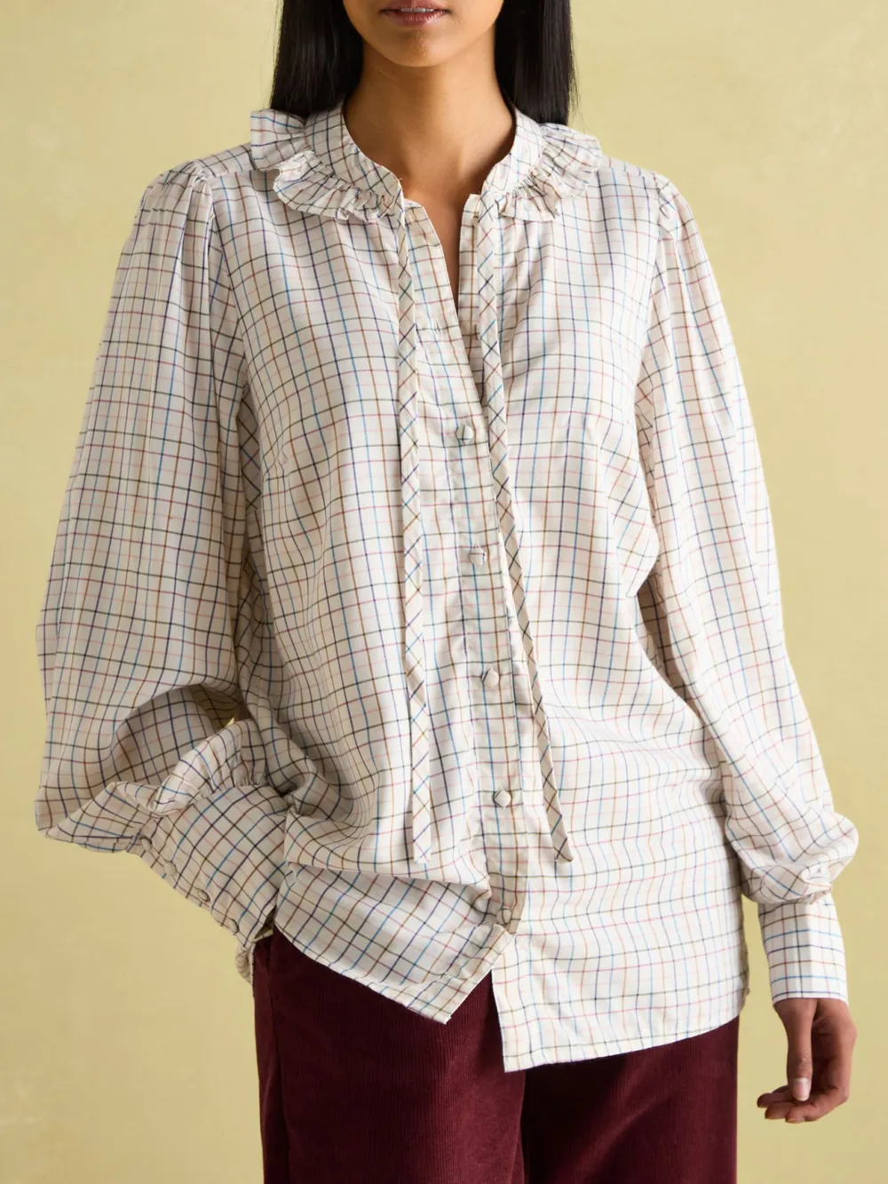 Adeline White Pleated Tuxedo-Style Shirt