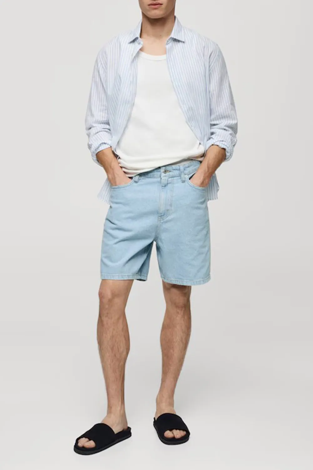 Non-Stretch Denim Bermuda Shorts