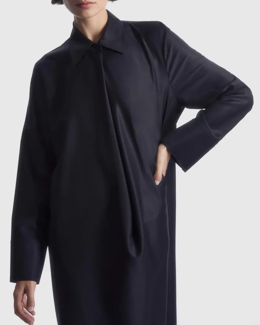 Deconstructed Wool Midi Shirt Dress