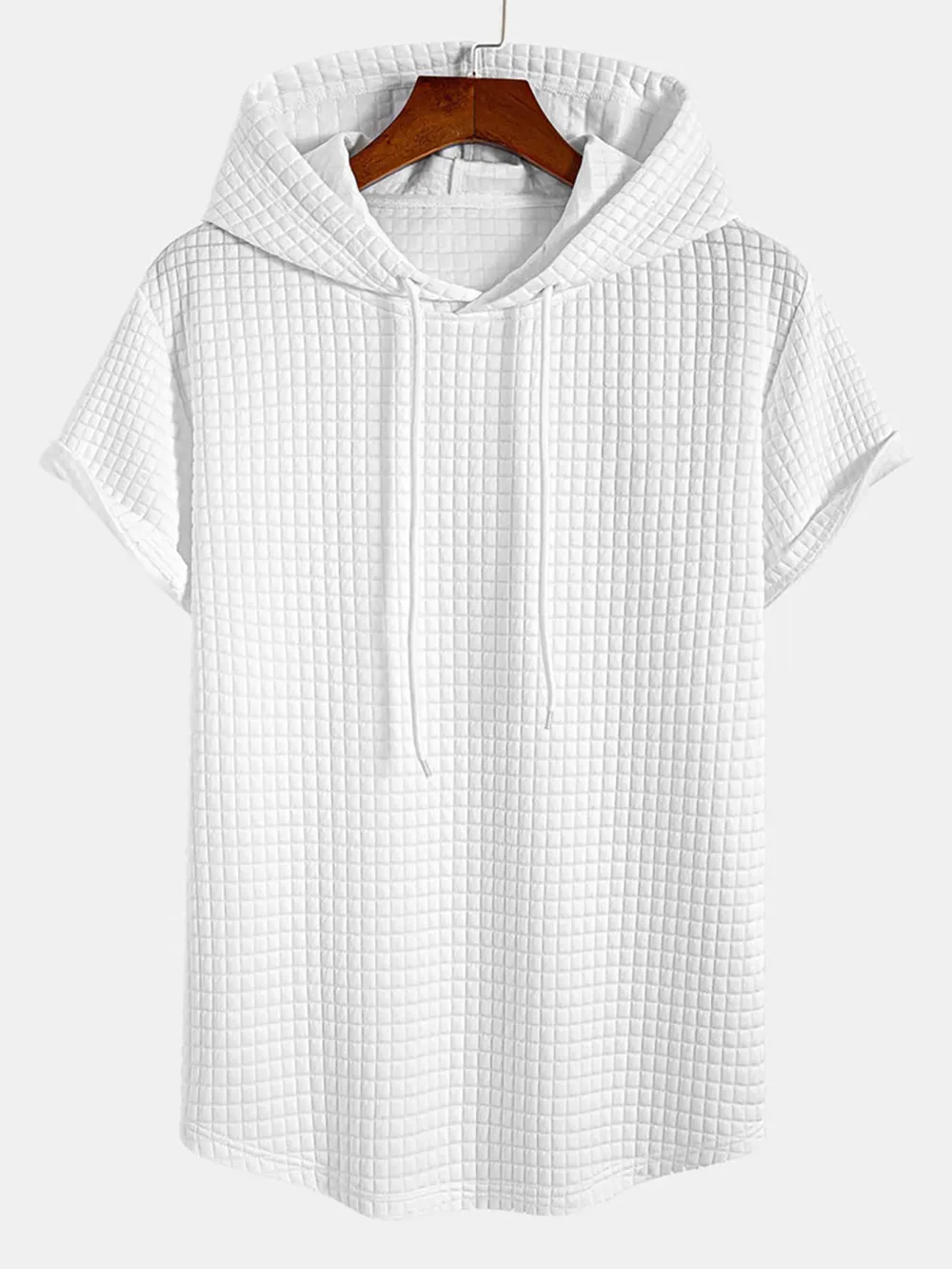 Waffle Hooded Arc Hem T-Shirt