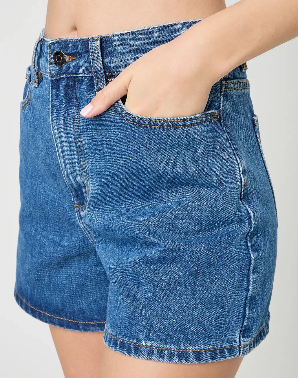 High Rise A Line Denim Short