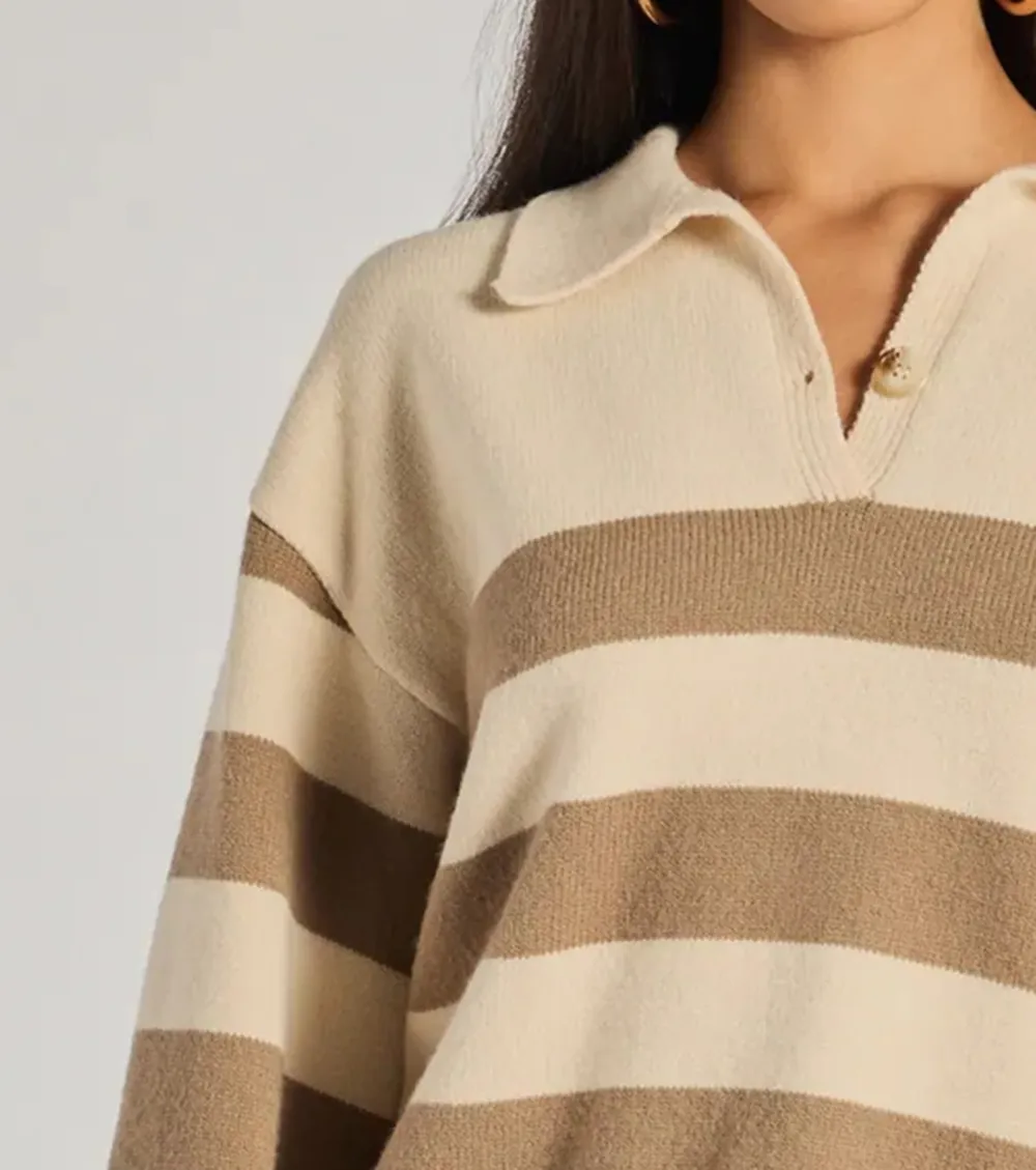 Stripe Sensation Collared Pullover Sweater