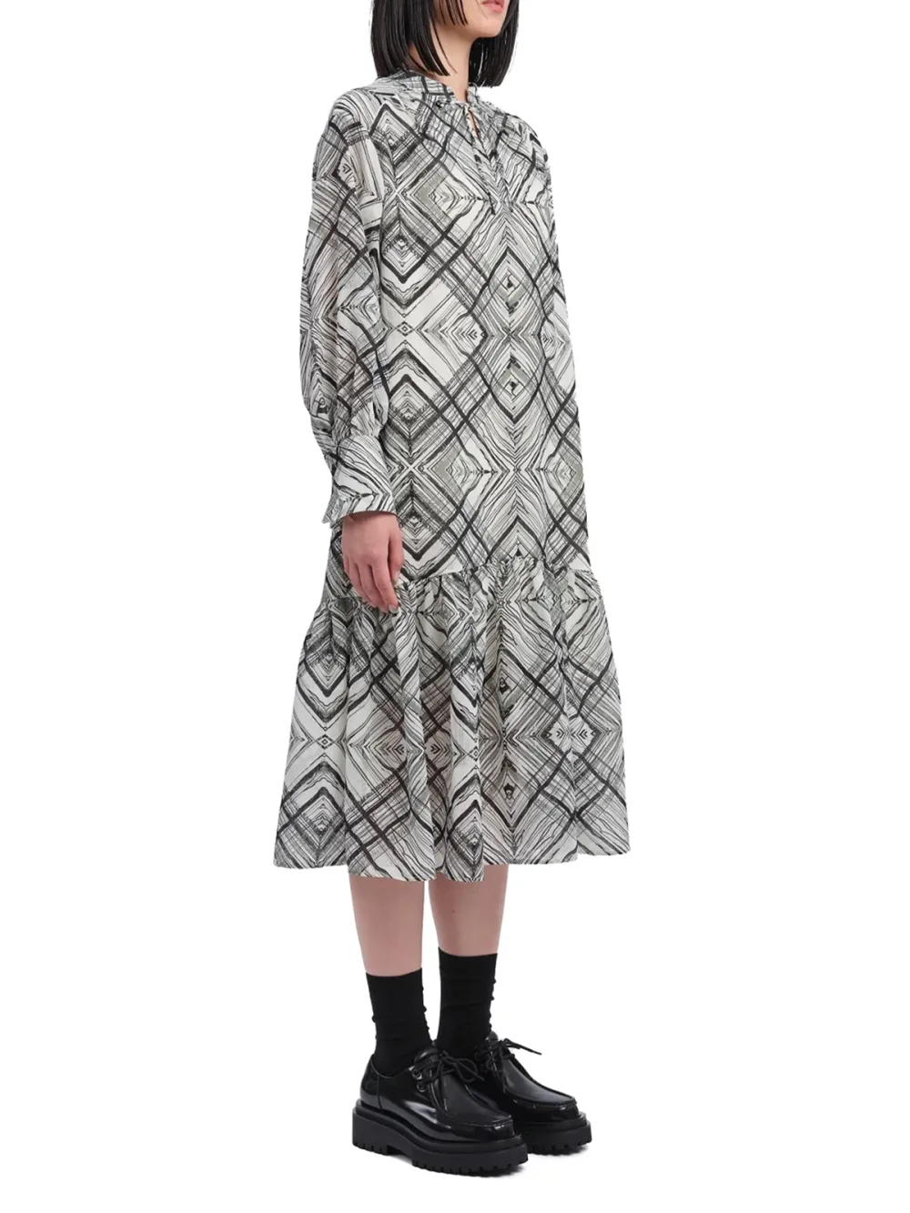 Handcrafted Checker Printed Shirt Dress