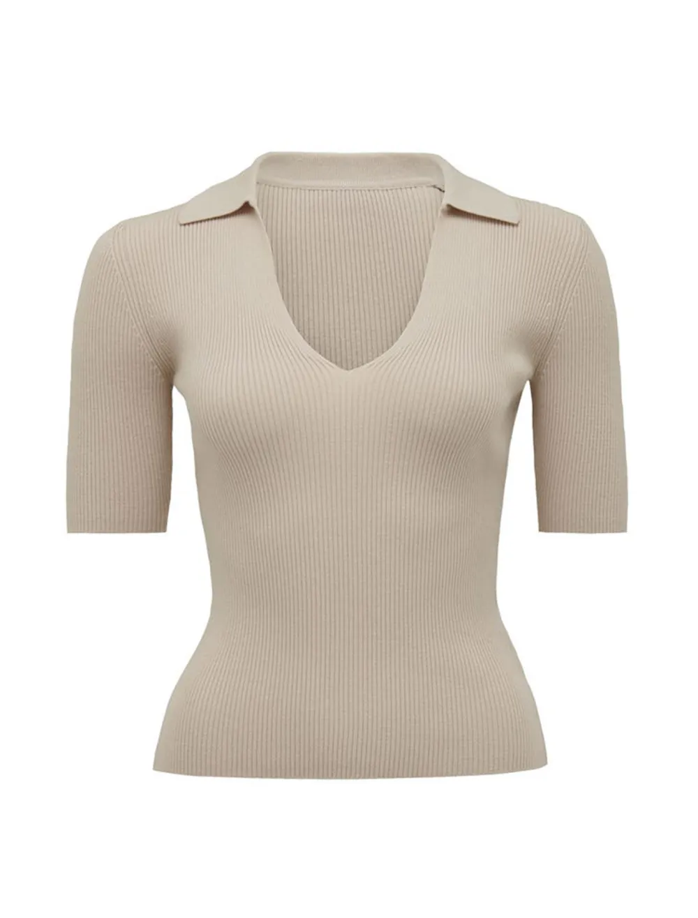 Selena S/S Collar Knit Top