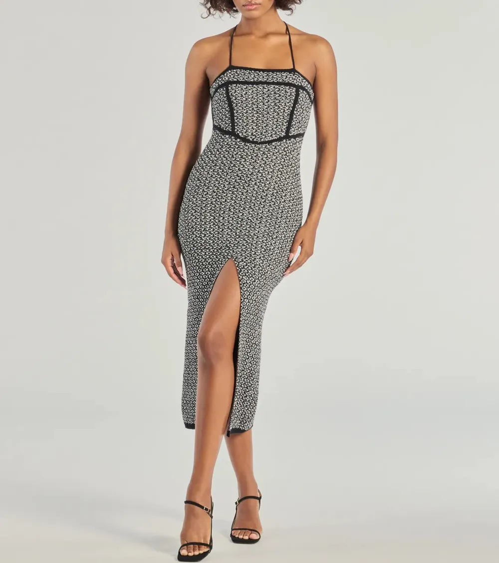 Chic Beauty Strappy Back Knit Midi Dress