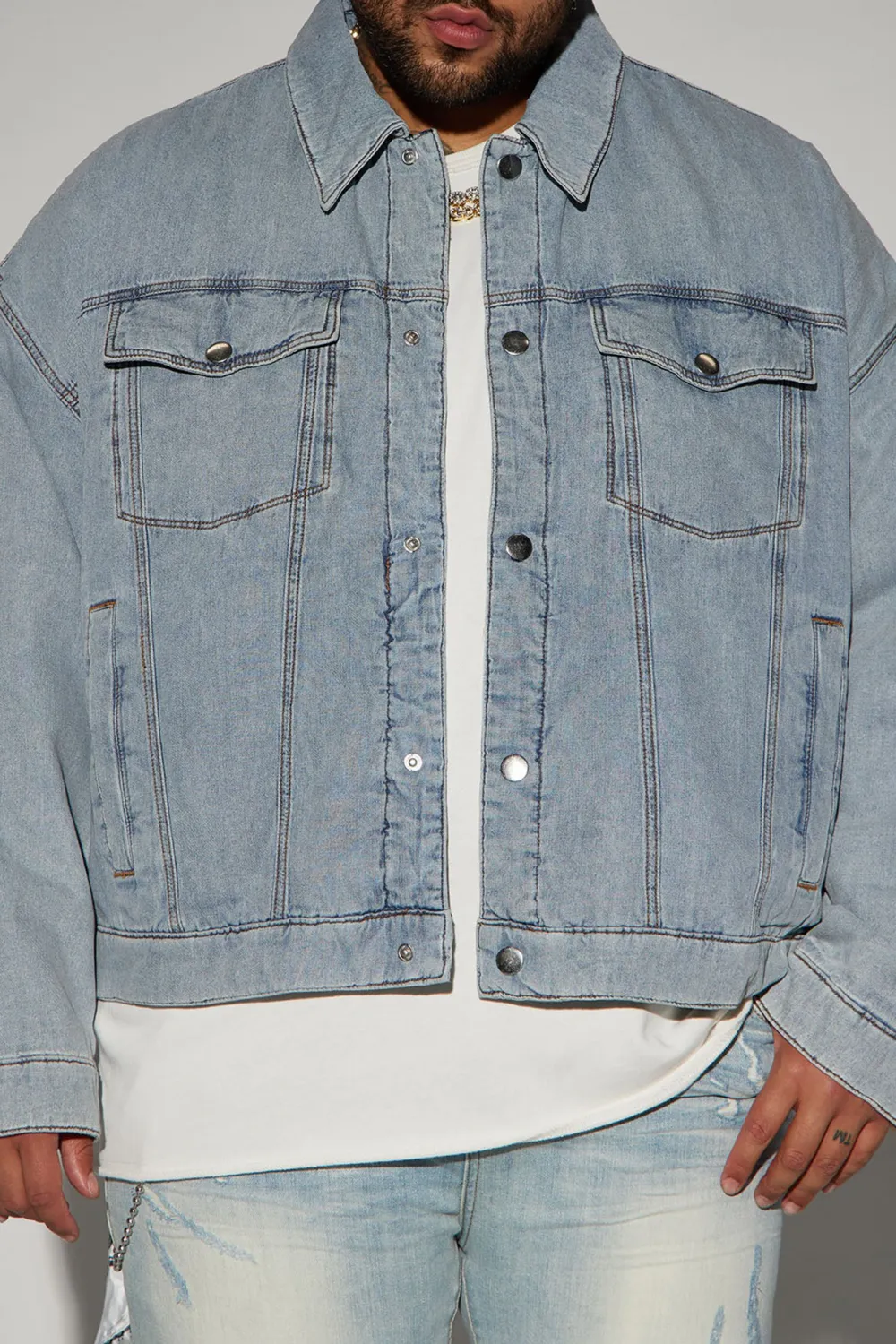 Proud Of Me Padded Denim Jacket - Light Blue