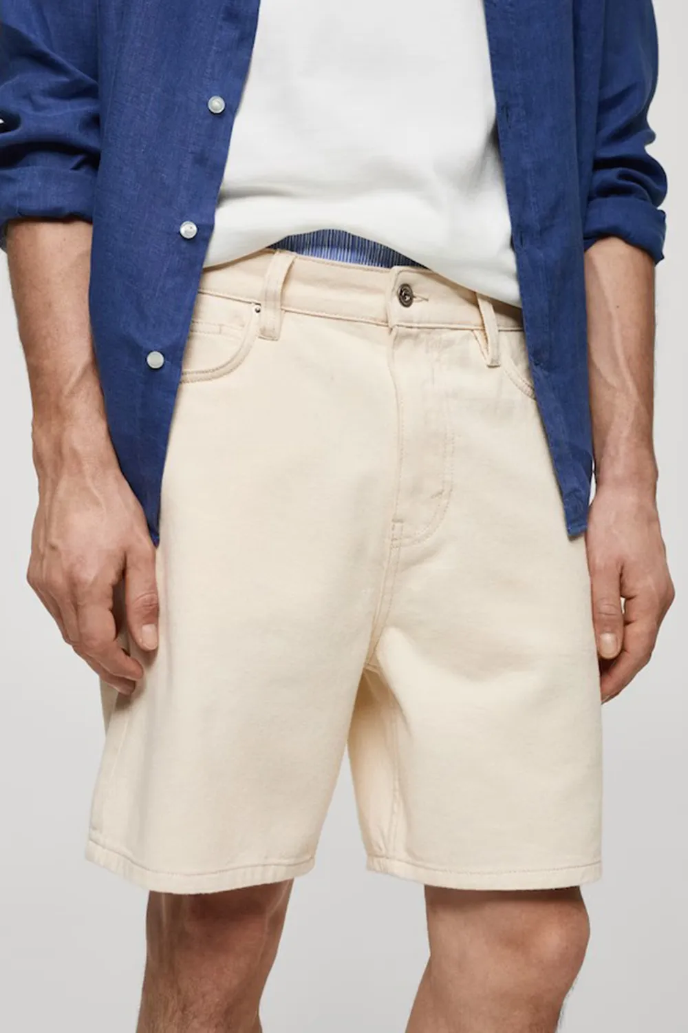 Non-Stretch Denim Bermuda Shorts