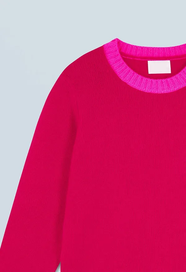 Crewneck Sweater With Contrasting Neckline