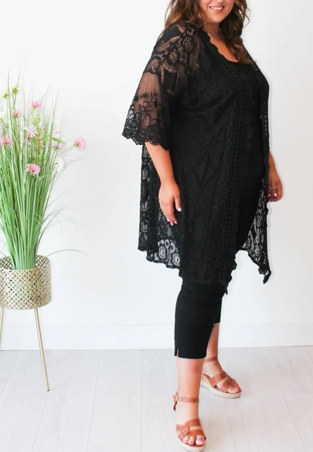 Black Lace Kimono