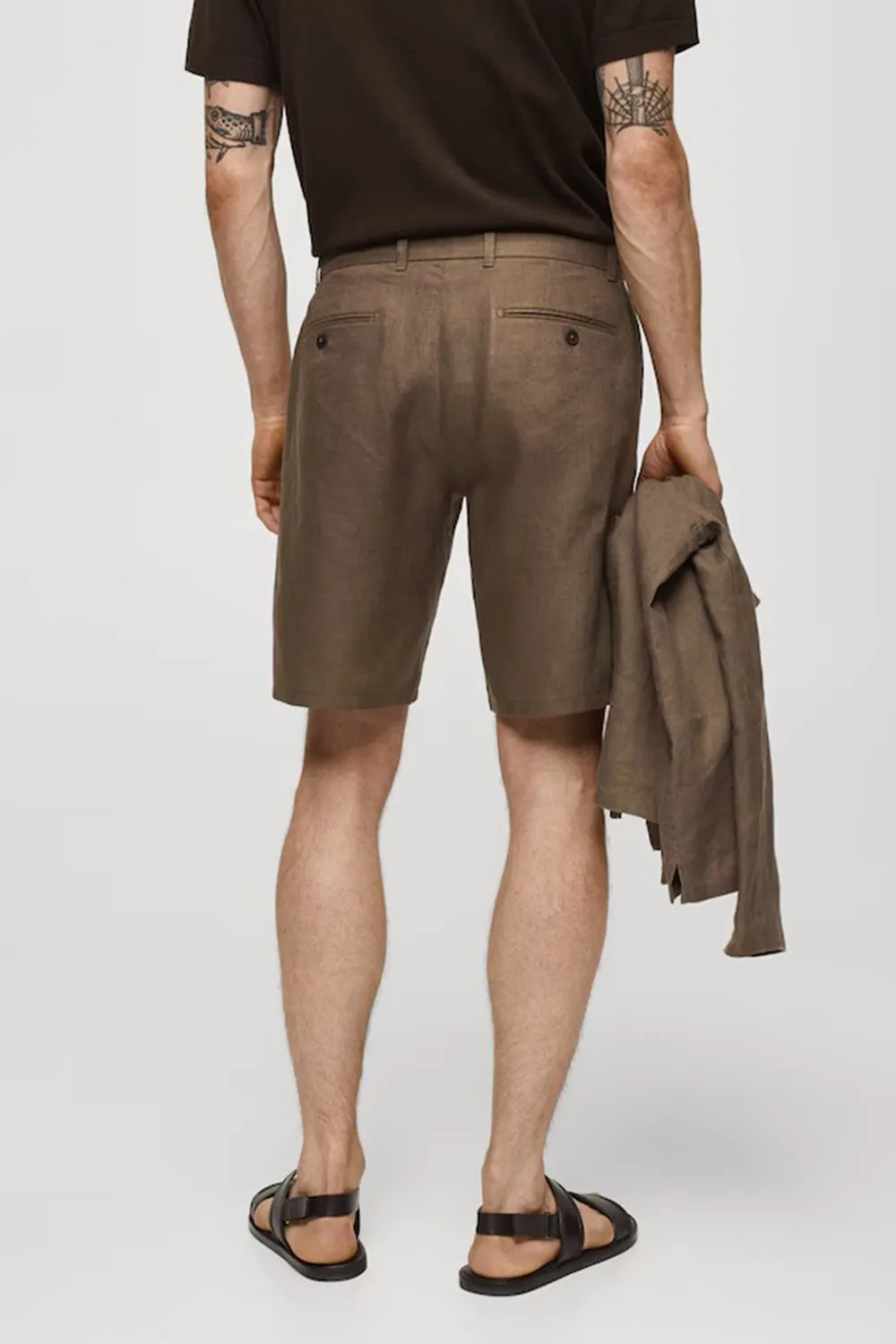 Slim-fit 100% linen bermuda shorts