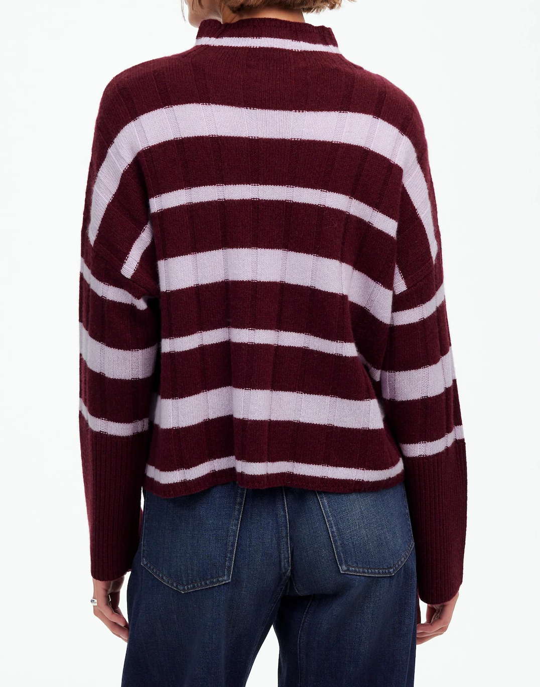 Ribbed Cashmere-Wool Blend Pullover Sweater